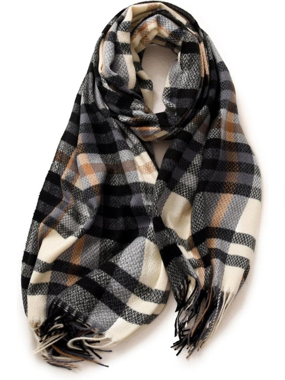 Cozy Multicolor Plaid Scarf for Women | Soft Cashmere Feel Long Shawl Wrap
